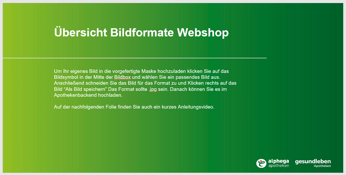 Übersicht Bildformate Webshop
